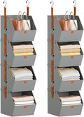 Homsorout Hanging Closet Organizer 4 Tier - Clothes Hanging Shelves, Space-Saving Closet System, Fabric Storage Bins Bedroom 