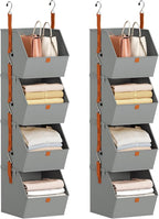 Homsorout Hanging Closet Organizer 4 Tier - Clothes Hanging Shelves, Space-Saving Closet System, Fabric Storage Bins Bedroom 