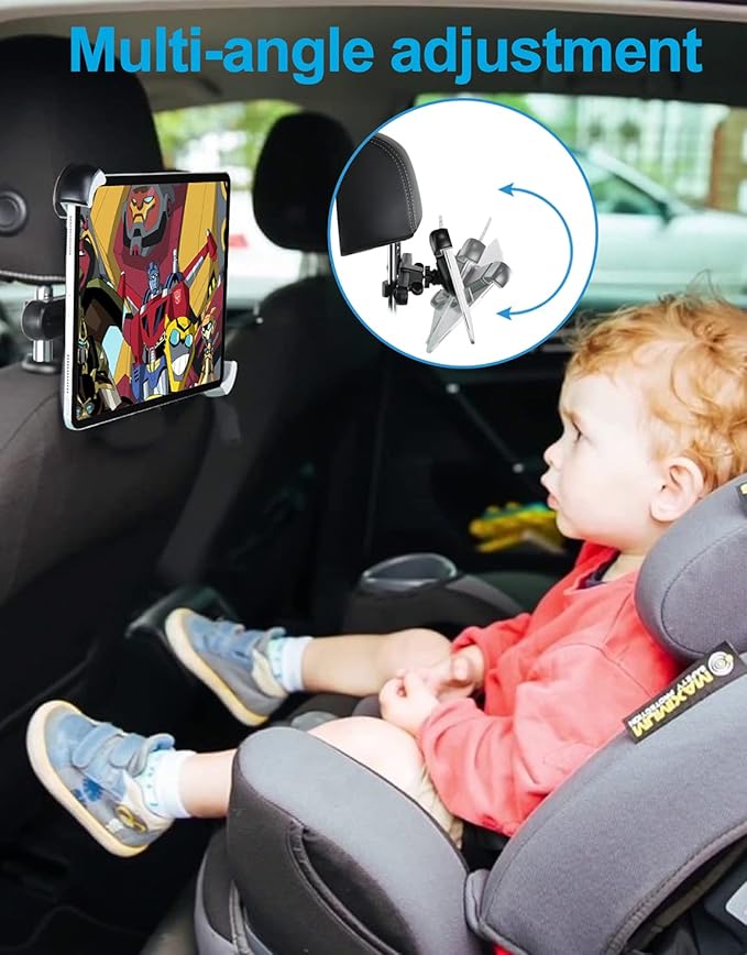woleyi Car Headrest Large Tablet Mount, Heavy Duty Ultra Stable Car Back Seat Tablet Holder, Compatible iPad Pro 13/Air, Samsung Galaxy Tabs, Surface Pro/Go, Fire HD and More 9.5-14.5" Tablets