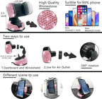 NBTEPEM 27-Piece Bling Car Accessories Set - Universal Fit Steering Wheel Covers, License Plate Frames, Phone Holder, Car Fast Charger, Coasters (Pink)