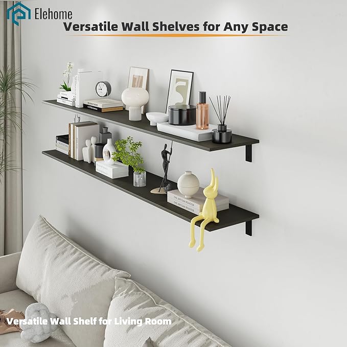 Floating Shelf Board for Wall 5/8" – 1 Pack Board Only, No Brackets – 72" L x 12" W x 0.6" T Ash Melamine Wood Floating Shelv