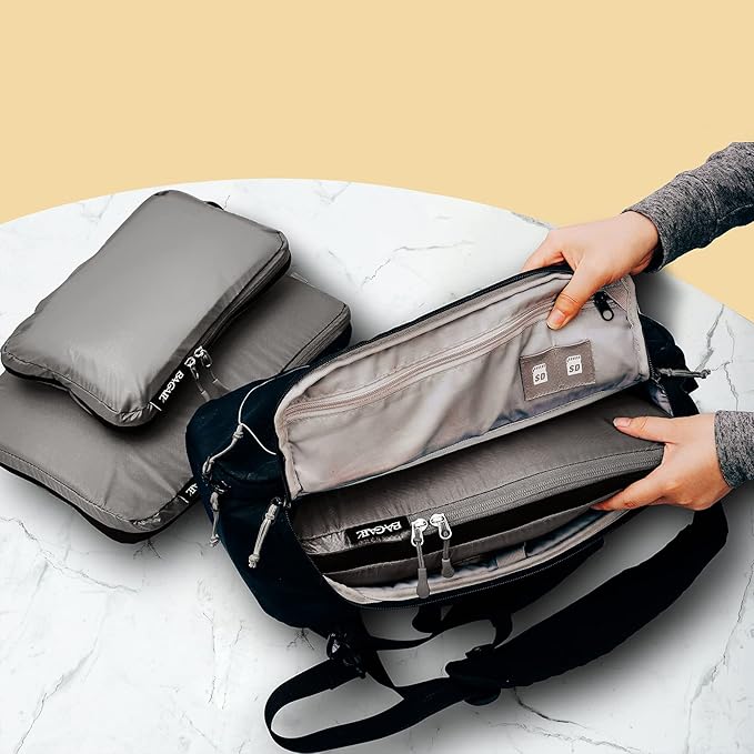 BAGAIL 5 Set Ultralight Compression Packing Cubes Travel Accessories Expandable Packing Organizers(Grey)