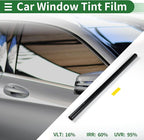 Motoforti Universal Car Window Tint Film Privacy Film 9.84 ft x 23.62 Inch Carbon 2PLY PET Black 1 Pc VLT 16% IRR 60% URV 95%