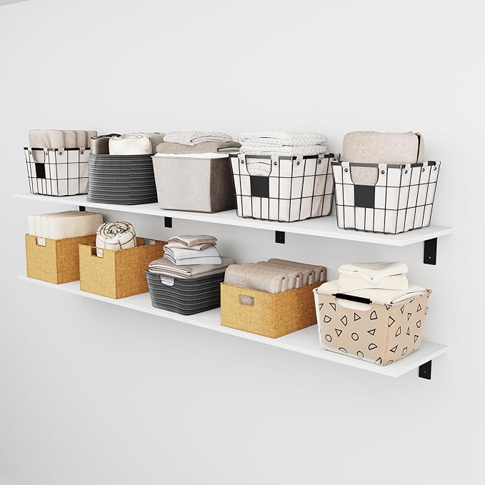 Floating Shelf Board for Wall 5/8" –1 Pack Board Only, No Brackets – 72"L x 12"W x 0.6"T White Melamine Wood Floating Shelves