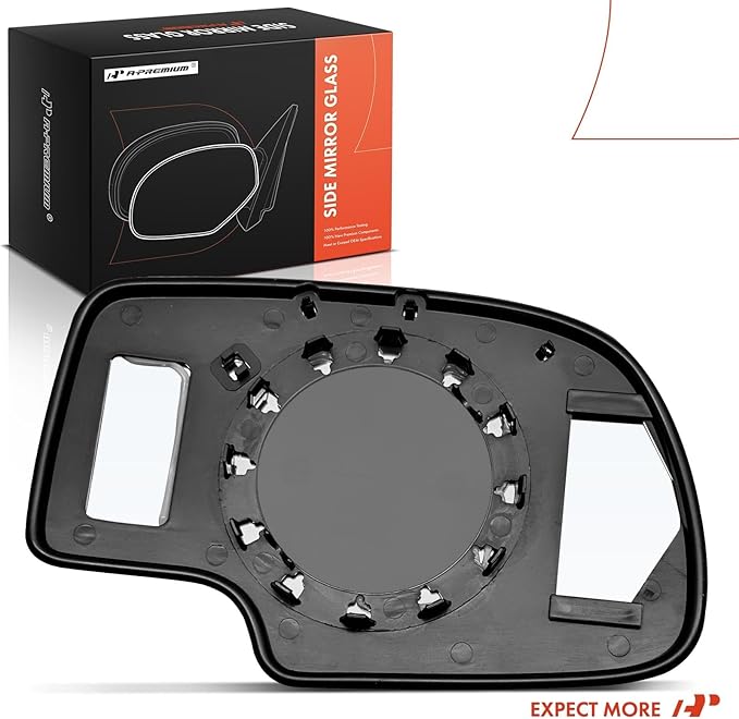 A-Premium Left Driver Side Non-Heated Manual Mirror Glass Compatible with Chevy Silverado, Tahoe, Suburban, Avalanche & GMC Sierra, Yukon & Cadillac Escalade, Escalade ESV/EXT