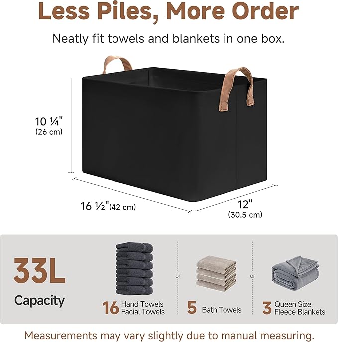 StorageWorks Storage Bins, Fabric Storage Bins for Shelves, Large Storage Baskets with Metal Frame, Closet Baskets and Bins w