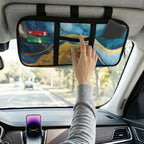 Blue-Gold Zippered Car Sun Visor Organizer Compact All-Inclusive with Straps and Pockets Sun Visor Glasses Storage Box with Picture Holder Easy Installation Universal Fit for Most Cars SUV