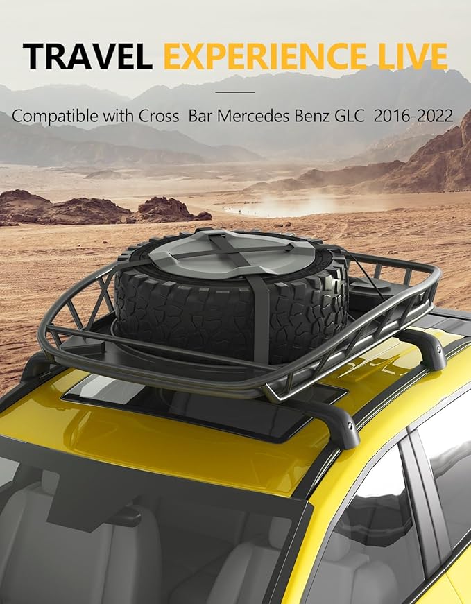 Tuyoung 220lb Lockable Roof Rack Cross Bars Compatible with Mercedes Benz GLC 2016-2022 with Flush Side Rails, Heavy Duty Aluminum Crossbar Cargo Bars Canoe Kayak Snowboard Rooftop Carrier Luggage