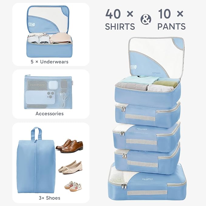 10 Set Packing Cubes for Travel, Gifts for Women Mom,Anti-Tearing Suitcase Organizer for Luggage with Shoe & Hanging Toiletry