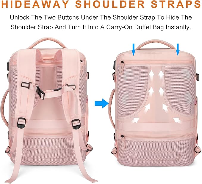Lumesner Carry on Travel Backpacks, Extra Large 40L Flight Approved Bag for Men & Women,Expandable Suitcase Backpack With 4 P