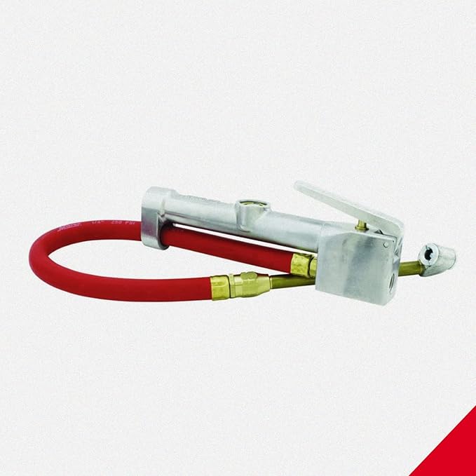 New & Improved - Tire Inflator Gauge with Dual Head Air Chuck 15” Air Hose 10-160 PSI