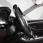 KAFEEK Wood Grain Steering Wheel Cover Microfiber Leather Universal 14 1/2-15 inch, Car Steering Wheel Cover Men Women, Comfo