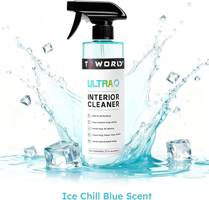Premium Car Interior Cleaner (17oz Brush + Towel) | Interior Car Cleaner for Leather, Vinyl, Glass & Plastic | Residue-Free M