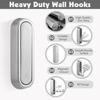 Dntorx Folding Coat Hooks, 2 Pcs Foldable Silver Wall Hooks Heavy Duty Foldable Hook Bathroom Towel Hooks Robe Hooks Wall Mou
