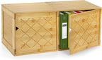 Fasmov Cube Storage Organizer, Bamboo Cube Bookshelf, Stackable Connect Storage Cube Cubby Organizer with Door, Stackable Cub
