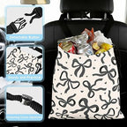 Black Bow Car Trash Bag - Waterproof Car Trash Bag Hanging Leakproof Car Garbage Bag - Washable Reusable Trash Bag for Car Interior Hanging Organizer Storage Vehicle Travelling Camping