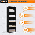 Hanging Closet Organizer and Storage 5-Shelf, Easy Mount Foldable Hanging Closet Wardrobe Shelves, Clothes Handbag Shoes Acce