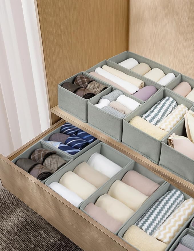 Fordonral Drawer Organizer Clothes, Foldable Fabric Dresser Organizer Closet Organizers and Storage Box for Underwear,Folded 