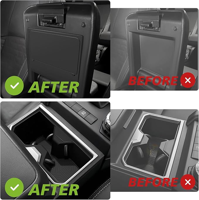 Muslogy Console Hidden Box & Cup Holder Inserts Compatible with 2025 2026 Toyota 4Runner Accessories Armrest Privacy Storage Large Opening Non-Slip Silicone Drink Stoppers Rubber Cup Holder Organizer