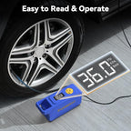 150 PSI Tire Inflator Portable Air Compressor, 12V DC Auto Shutoff Air Pump with Digital Pressure Gauge and Emergency LED Light for Car Tires, Bicycle & Balloons, Blue