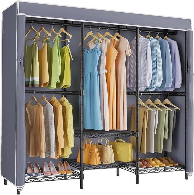 VIPEK V5C SE Covered Garment Rack Heavy Duty Clothes Rack with Cover and Adjustable Shelves, Freestanding Portable Closet Rac