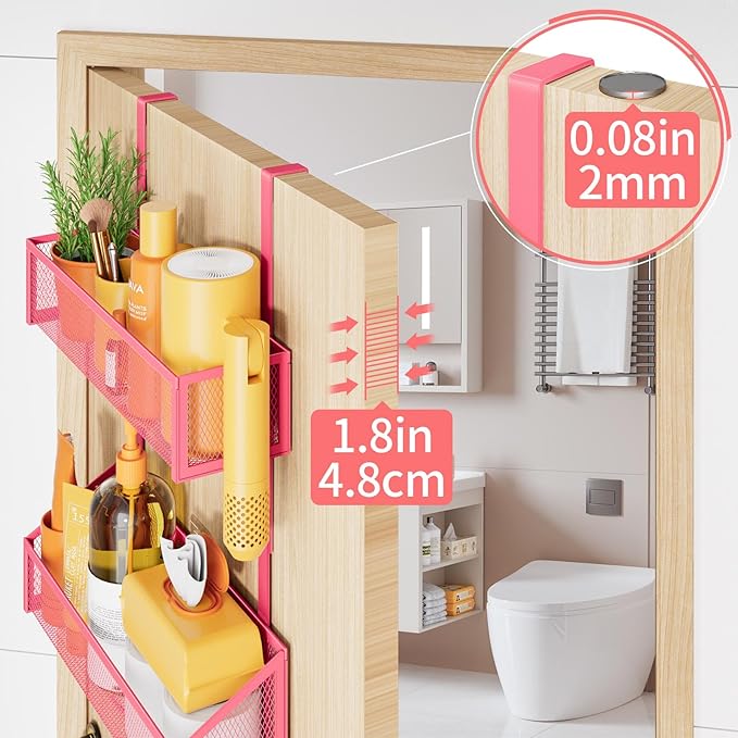 Kaiferty Over The Door Hooks Organizer, Coat Rack Over The Door Storage Hanger Towel Rack, Back of Door Storage Organizer for