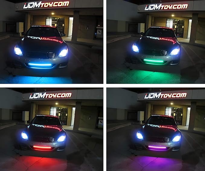 iJDMTOY 20-Inch RGB LED Knight Rider Scanner Light Bar 48-LED Strip for Car Interior Exterior Decoration Lighting