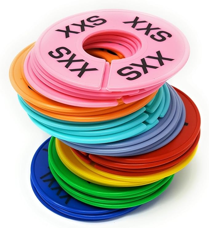 Clothes Size Dividers | 40 Pieces 8 Colors XXS-XXXL | Ultimate Clothing Rack Dividers | Round Clothes Rack Clothes Hangers, C
