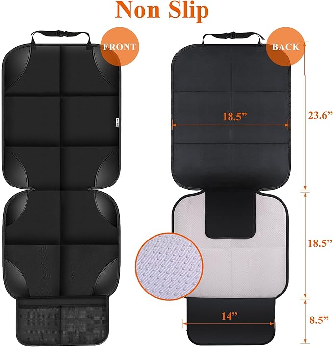 Meolsaek Kick Mats Back Seat Protector, Waterproof Oxford Seat Back Protector, Car Seat Back Protector for Kids, Back of Seat Protector for Kids Feet Car Seat (Black D -2 Set)