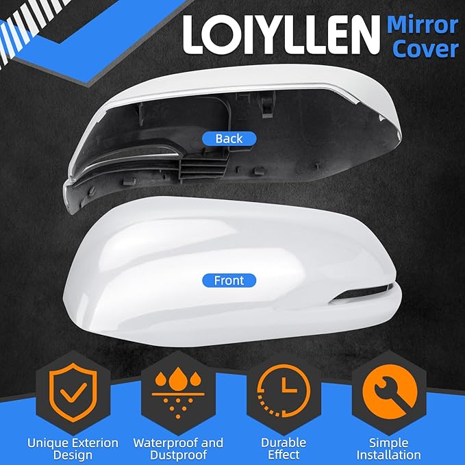 Driver Side Mirror Cover Replacement for Honda CRV 2017 2018 2019 2020 2021 2022 - Left Side Mirror Covers, Rear View Mirror Cap Accessories White, With Lamp