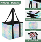Pastel Rainbow Reusable Grocery Bags Large Shopping Tote Bag with Reinforced Bottom Board, Water Resistant Foldable Storage B