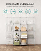 SONGMICS 6 Cube Storage Organizer, DIY Closet Shelf, Plastic Clothes Organizer, Modular Bookcase, 11.8 x 11.8 x 11.8 Inch Cub
