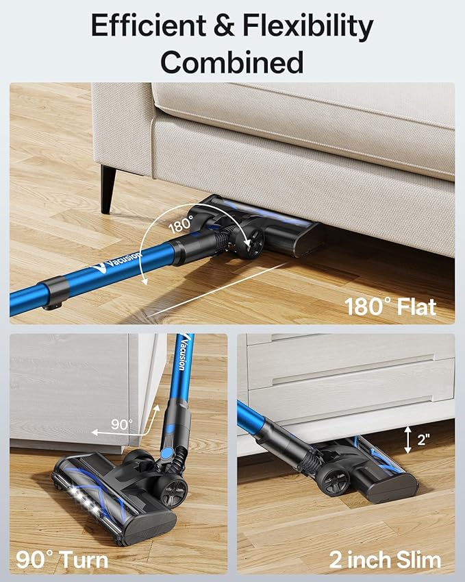 Cordless Vacuum Cleaner, 8-in-1 Cordless Stick Vacuum Cleaner with 3 Suction Modes, Up to 45mins Runtime, Rechargeable, Self-