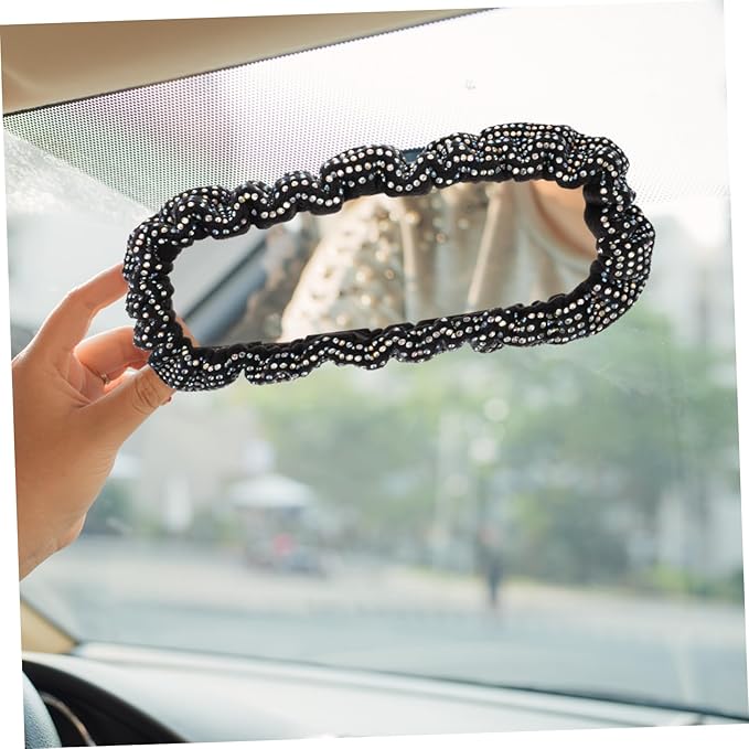 Plush Bling Car Rearview Mirror Cover Protector Soft Auto Rearview Mirror Accessory with Material Compact for Vehicle Decoration