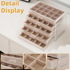 FEISCON Jewelry Box Organizer，Acrylic Storage Organizer with 5 Drawers Adjustable Velvet Trays grid size Jewelry Storage Box 