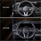 Aimato Car Steering Wheel Cover Carbon Fiber, Ultra-Thin Car Steering Wheel Cover,Comfortable & Breathable Microfiber,Universal Fit for Most Cars, Matte Black