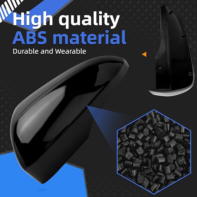 Driver Side Mirror Cover Replacement for Ford Fusion 2013 2014 2015 2016 2017 2018 2019 2020 2021 2022 - Left Side Mirror Covers, Rear View Mirror Cap Accessories With Lamp, Black