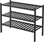 ROMGUAR CRAFT 3 Tier Bamboo Shoe Rack for Closet Free Standing Wood Shoe Shelf Storage Organizer for Entryway Small Space Sta