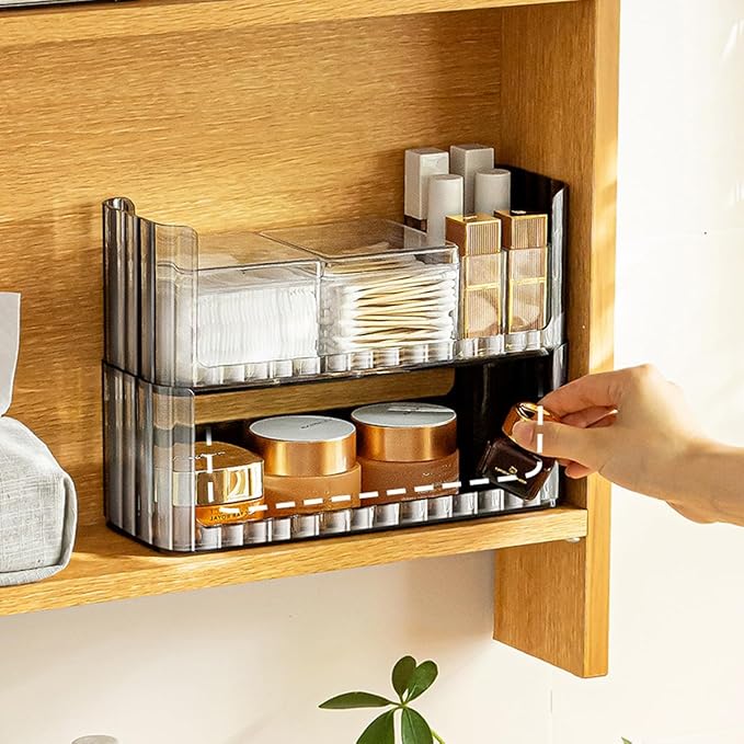 MORNITE 2-Tier Medicine Cabinet Shelves Organizer, Makeup Storage Holder Compartments, Shelf Trays for Bathroom Cabinet Wall,