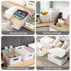Yishyfier Plastic Storage Baskets Bins Boxes With Lids,Organizing Container White Storage Organizer Bins For Shelves Drawers 