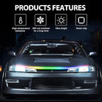 Car Led Lights Exterior RGB Hood Light Strip IP68 Waterproof Multicolor Dynamic Scan Start Up Hoodbeam Kit Compatible with Chevy Silverado 1500 2500,Truck,SUV,APP Control,12V(RGB, 59inch)