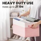 Large Closet Organizer Bins with Lids 8 Pack - Pink Storage Baskets for Shelves Nursery Bedroom Dorm RV - Stackable Decorativ