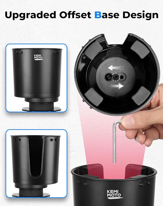 KEMIMOTO Upgraded Car Cup Holder Expander Long Base Model, Compatible with Hydro Flasks Yeti Stanley, Large Cup Holder Adapt 