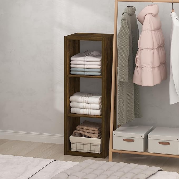 Furinno Cubic Closet Organizers and Storage, 3-Cube Closet Organizer, Open Shelf Closet Storage, Extra Thick Frame for Wardro