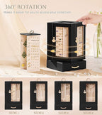Enthralite Jewelry Box large for Dresser: Women Necklace Ring Storage Organizer with Compartments - Elegant Earring Holder Di