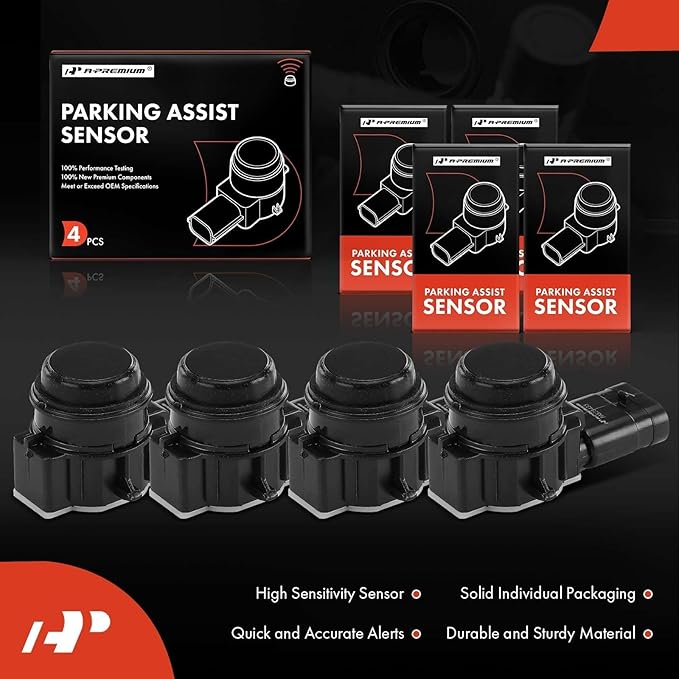 A-Premium 4-PC Reverse Backup Parking Aid Assist Sensor Compatible with Jeep & Chrysler Models - KL Series Cherokee 2019-2023