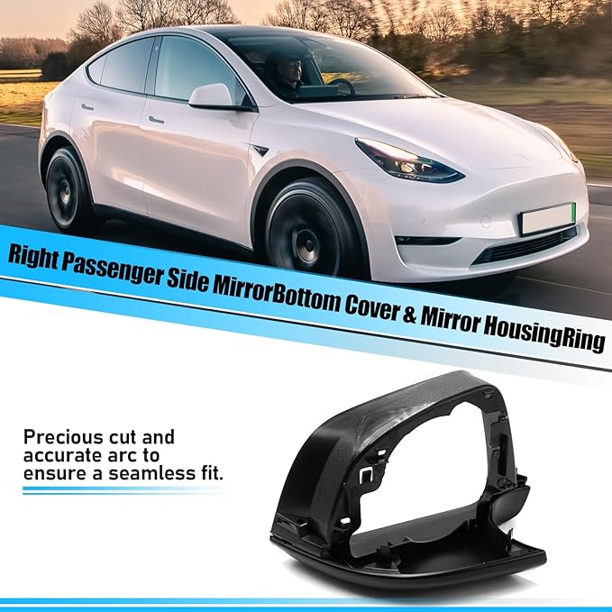 Jaronx Compatible with Tesla Model Y Mirror Bottom Cover & Housing Frame 2020-2025, Right Passenger Side Rearview Mirror Cover Bracket Lower Base & Frame Housing Replacement for Tesla Model Y