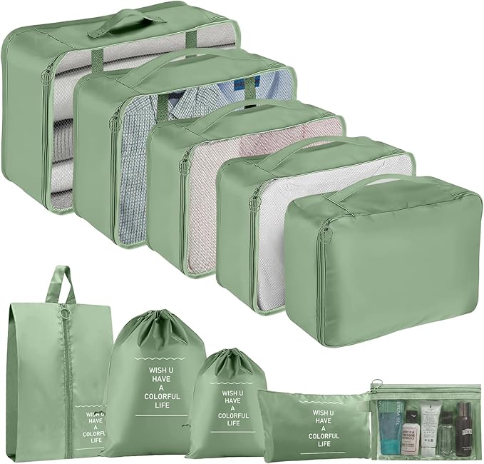 Packing Cubes for Travel-10 Set Luggage Organizer Bags for Family, Mesh Breathable Packing Cubes for Suitcases Durable Travel