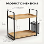 LEMIKKLE 2-Tier Wood Bathroom Counter Organizer with Basket,Waterproof Vanity Perfume Skincare Storage for Bathroom, Kitchen,