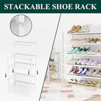 Smiry Shoe Rack, 4 Tier Long Bamboo Shoe Organizer, Stackable Free Standing Wooden Shoe Storage Shelf for Closet, Entryway, F